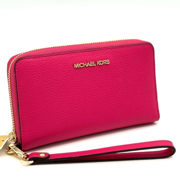 Michael Kors JST LG Flat MF Phone Case Wallet Electric Pink - Picture 5 of 7